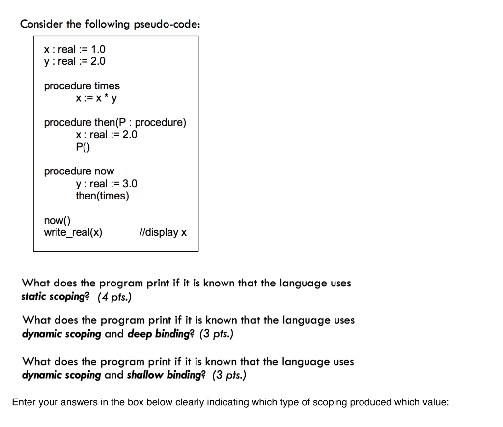 Solved Consider The Following Pseudo-code: What Does The | Chegg.com