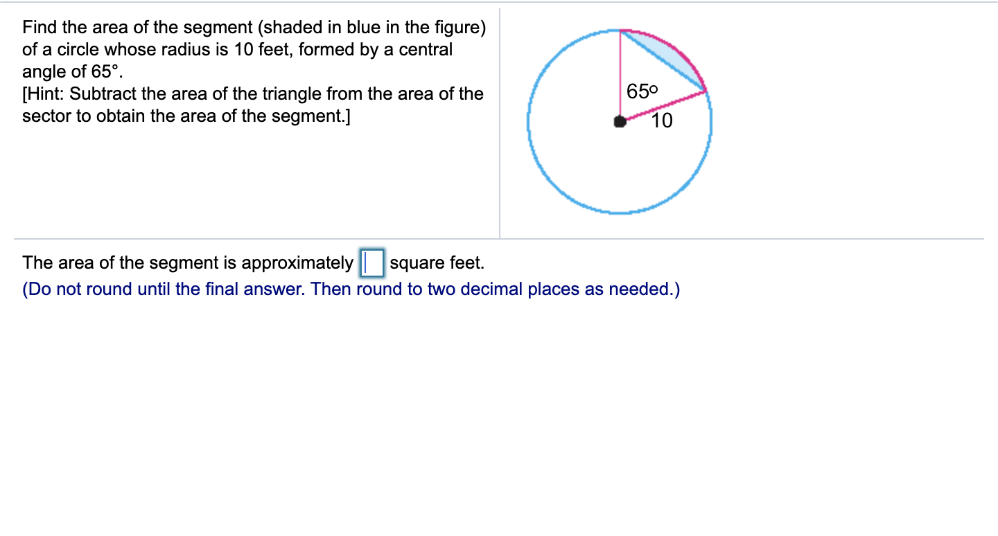 area of segment