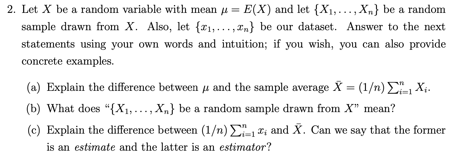 Solved 2. Let X be a random variable with mean u = E(X) and | Chegg.com