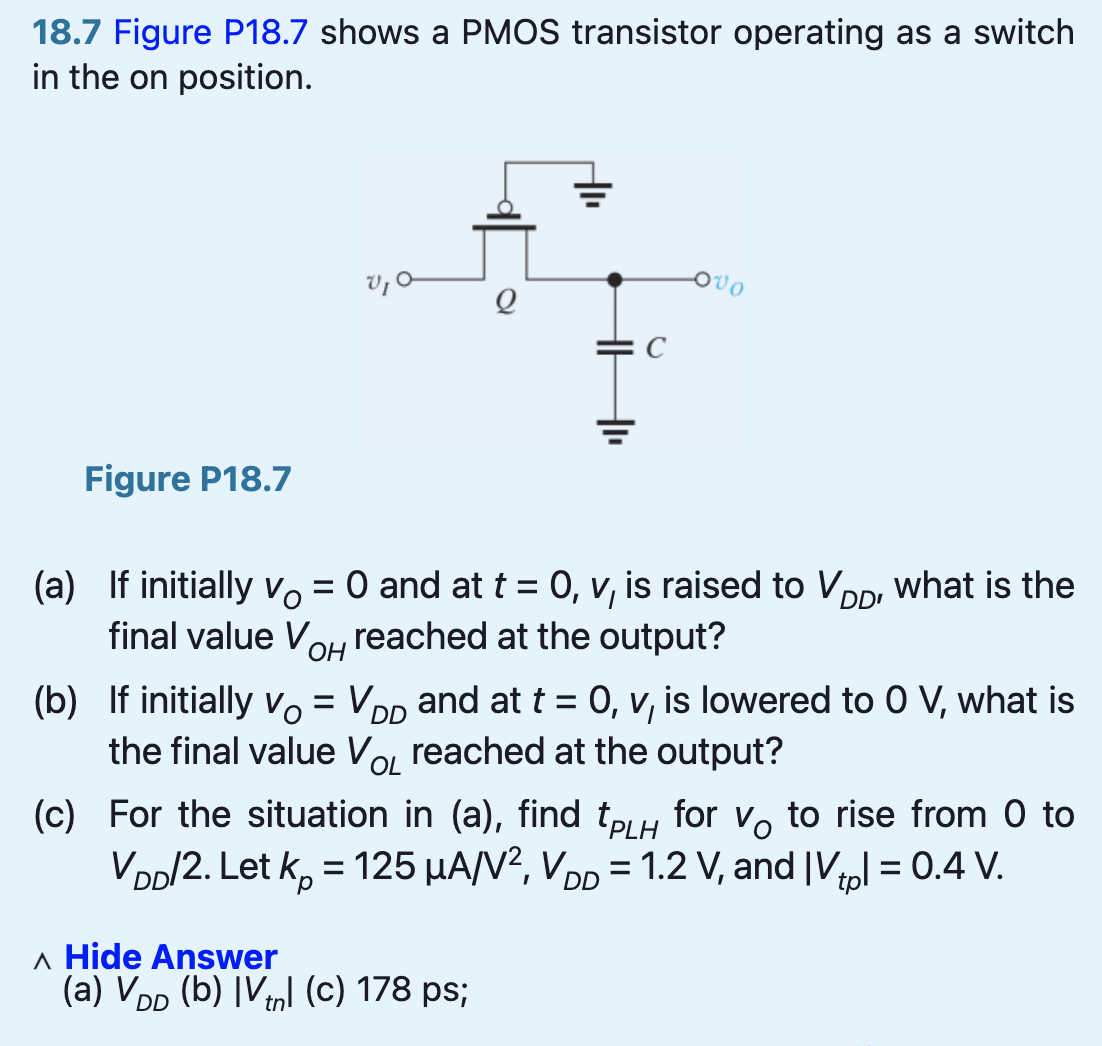 Tplh Solved I need help with part c. The answer is tPLH = 178 | Chegg.com