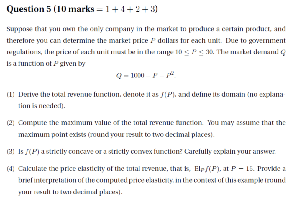 Solved Question 5 (10 marks = 1+4+ 2 + 3) Suppose that you | Chegg.com