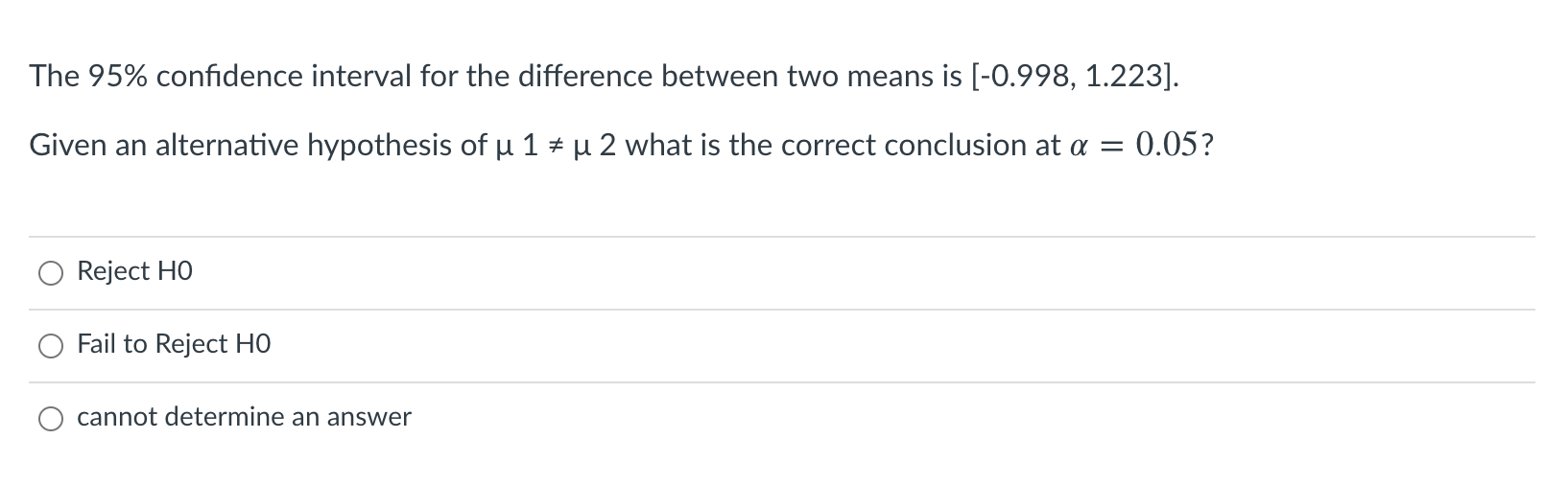Solved The 95% confidence interval for the difference | Chegg.com