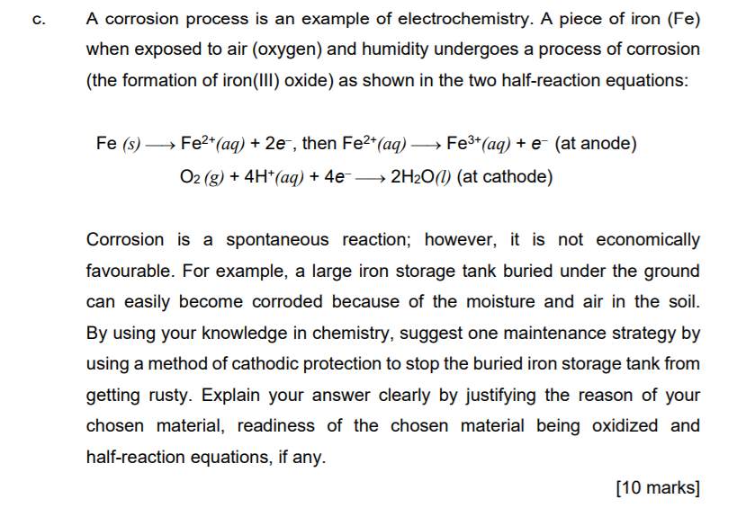 Solved C. A Corrosion Process Is An Example Of | Chegg.com