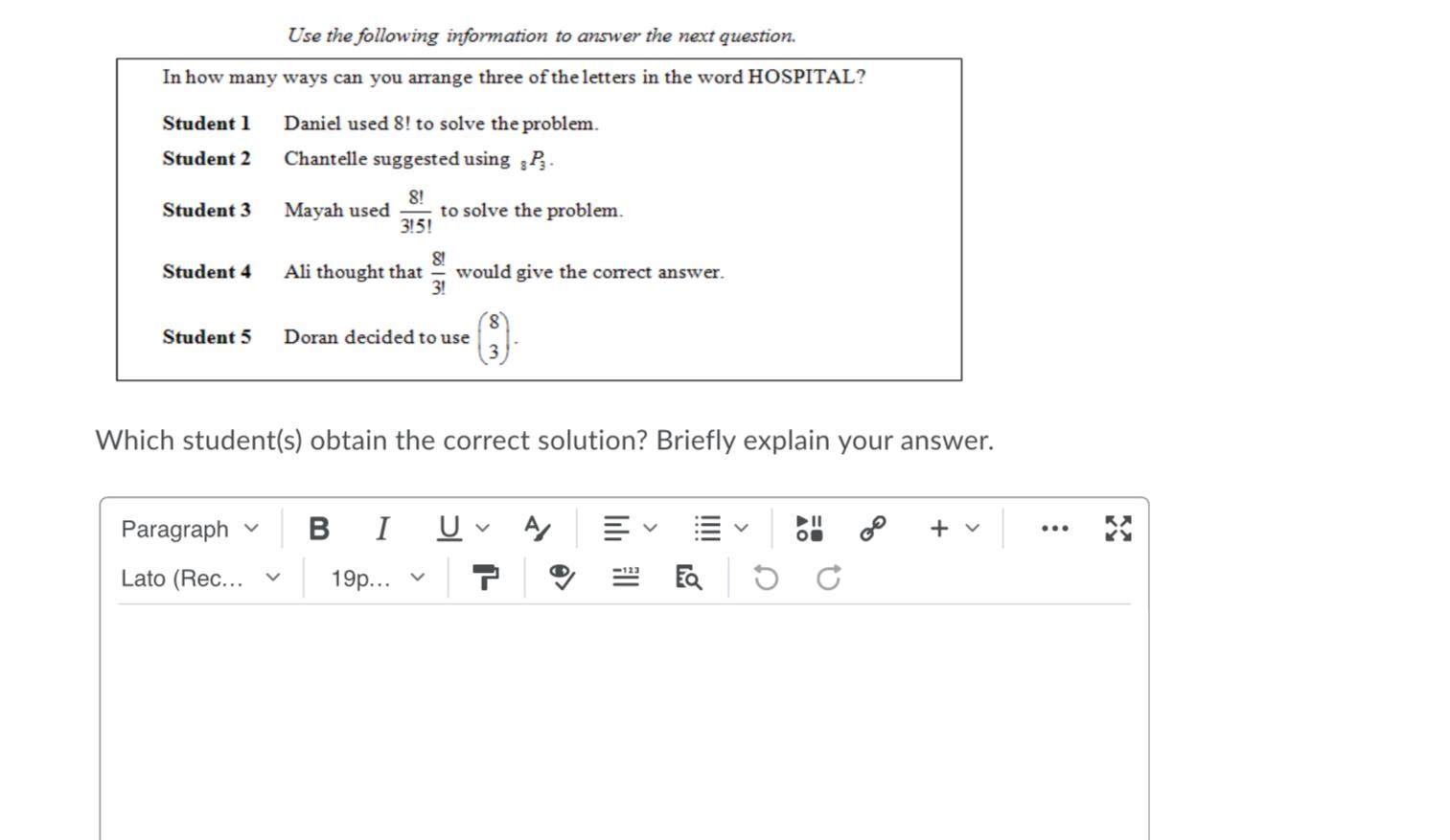 Solved Use the following information to answer the next | Chegg.com