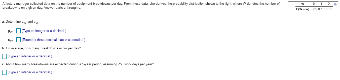Solved A factory manager collected data on the number of | Chegg.com