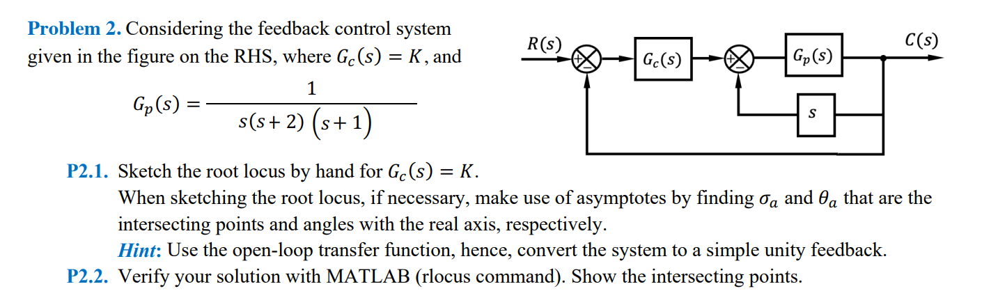 Solved Please do P.2.2, add MATLAB code with rlocus command | Chegg.com