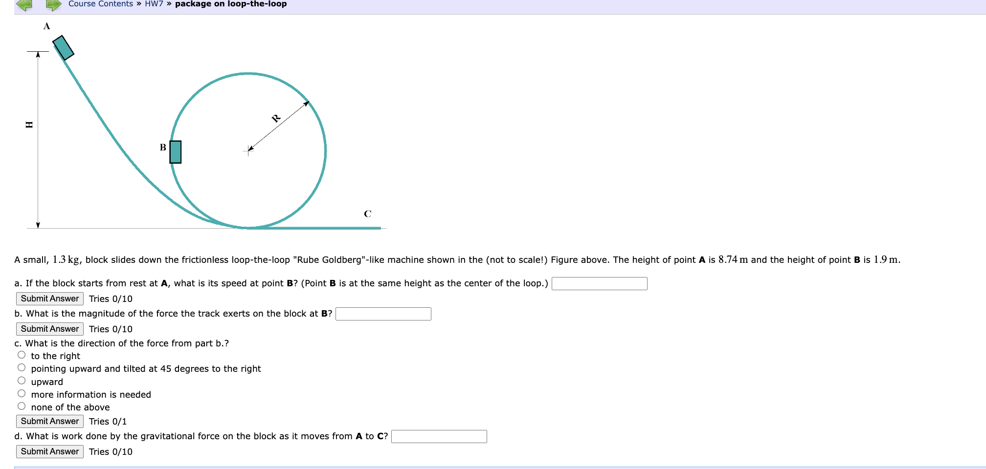 Solved A. If The Block Starts From Rest At A, What Is Its | Chegg.com