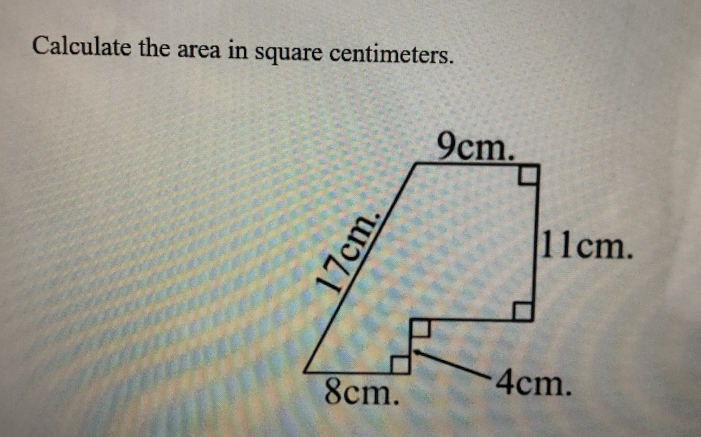 Calculate The Area In Square Centimeters 9cm 17cm Chegg Com
