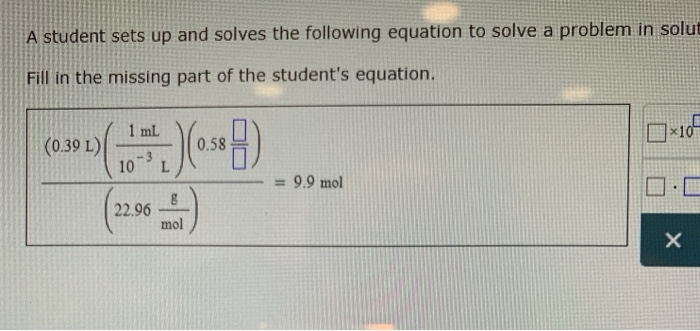 Solved A student sets up and solves the following equation | Chegg.com