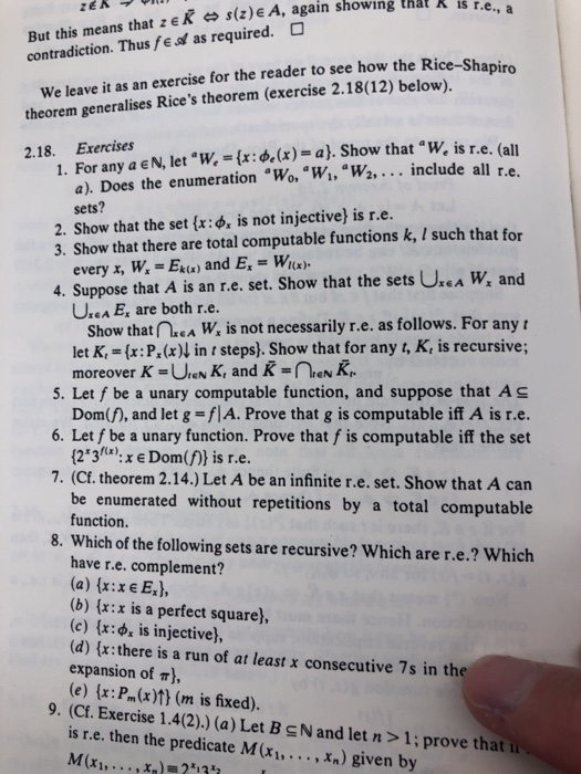 142 7 Recursive and recursively enumerable sets 2. | Chegg.com