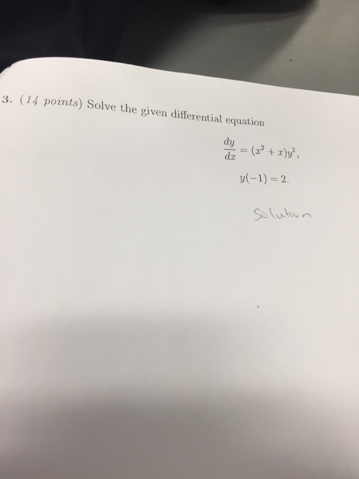 Solved Solve the given differential equation dy/dx = (x^2 + | Chegg.com