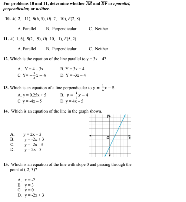 Solved For problems 10 and 11, determine whether AB and DF | Chegg.com