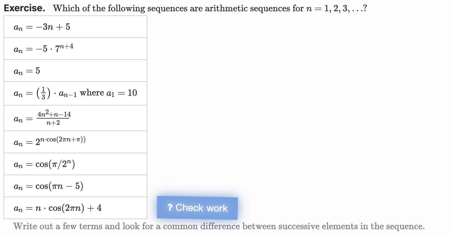 Solved xercise. Which of the following sequences are | Chegg.com