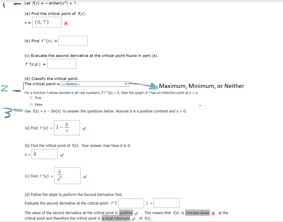 Solved: Let F(x)arctan(x)7. (a) Find The Critical Point Of... | Chegg.com