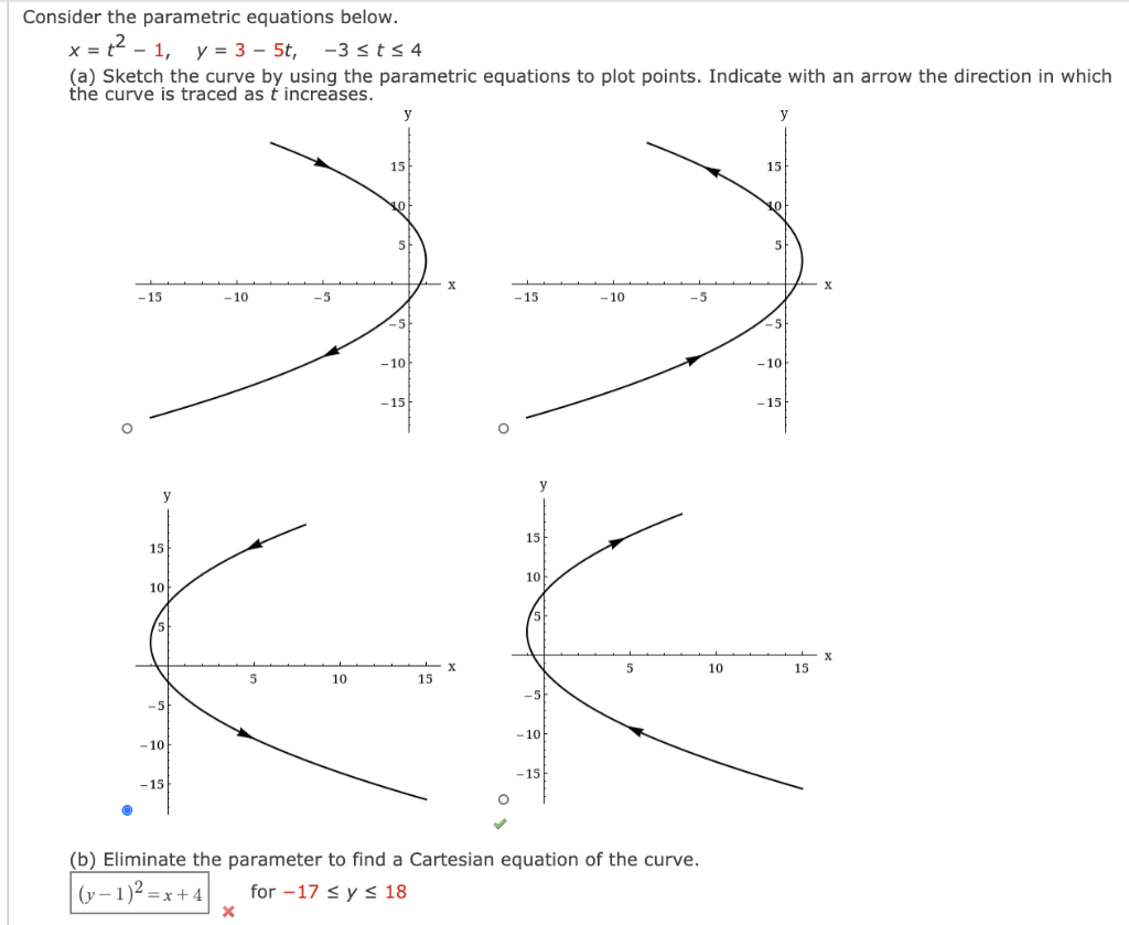 Solved Consider the parametric equations below. x = 12 - 1, | Chegg.com