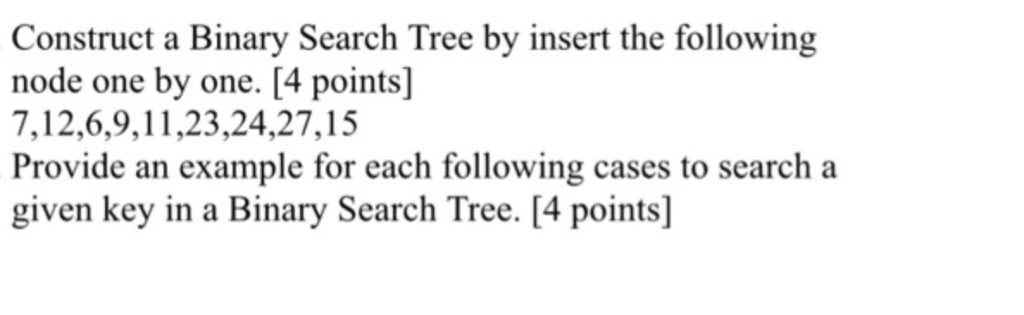 Solved Construct a Binary Search Tree by insert the | Chegg.com