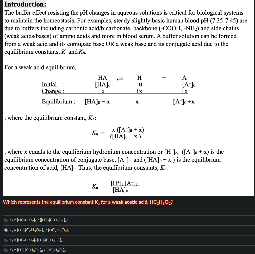 Solved Introduction The buffer effect resisting the pH