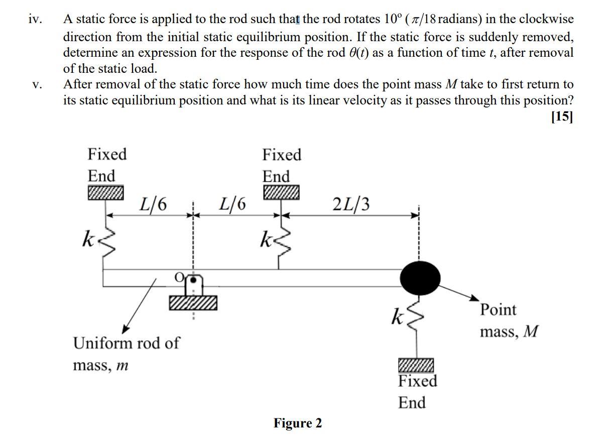 Solved Question 2 A uniform rod of mass m is pivoted at a | Chegg.com