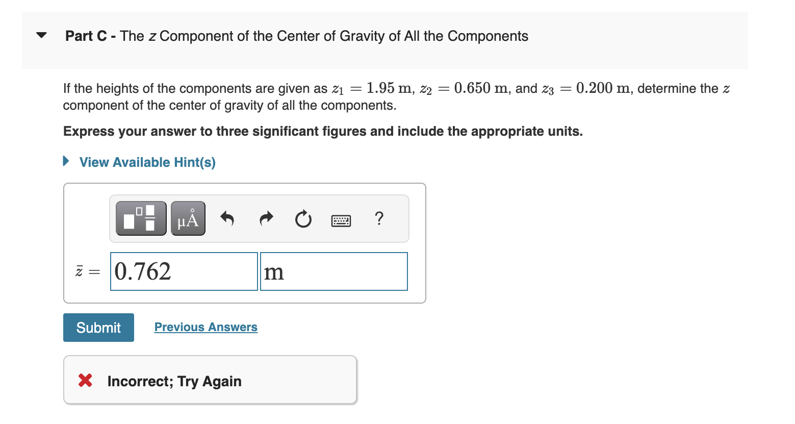 Solved Learning Goal: To determine the center of gravity of | Chegg.com