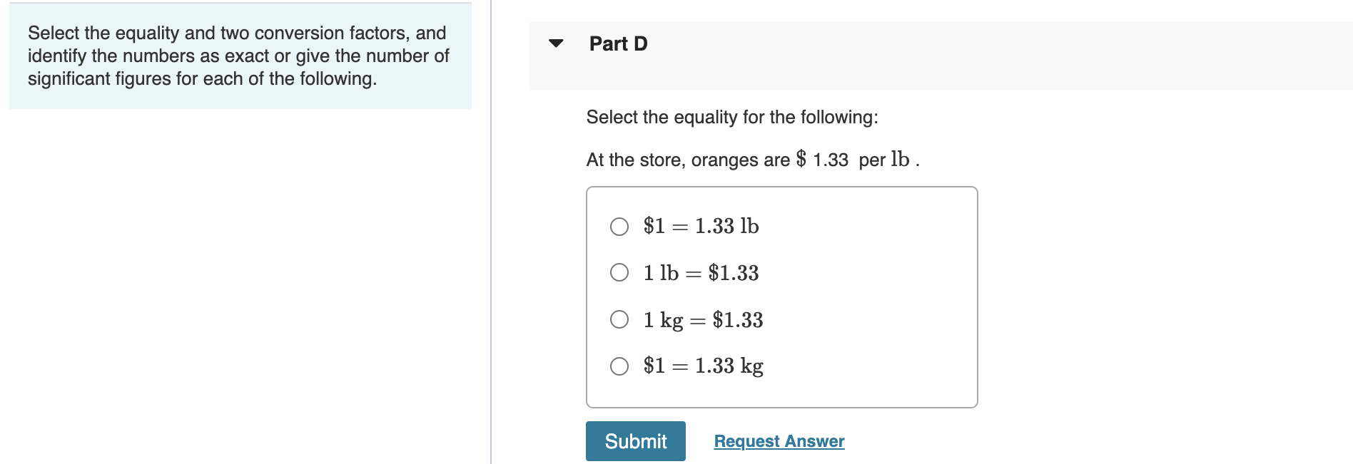 Solved Part B Select The Equality And Two Conversion | Chegg.com