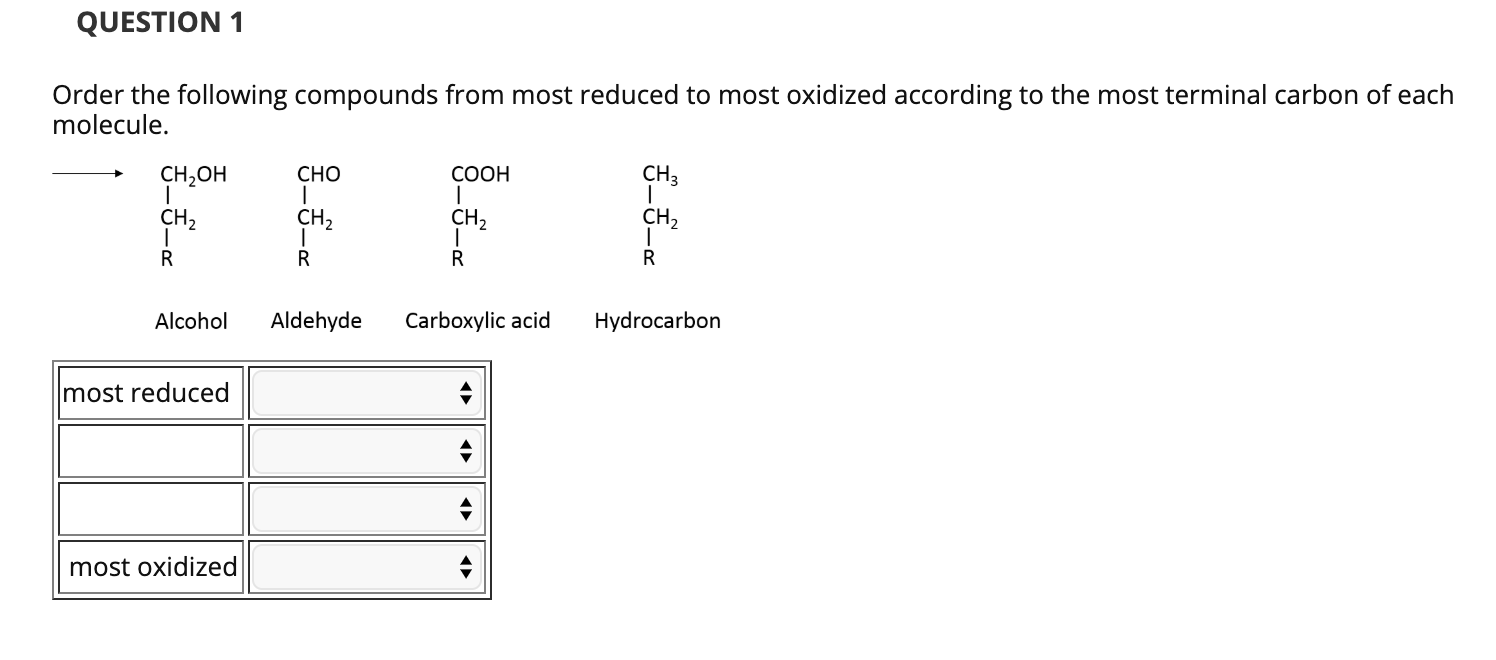 Solved QUESTION 1 Order the following compounds from most