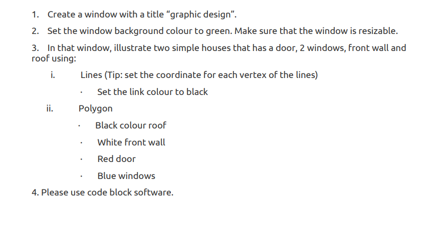 Solved 1. Create a window with a title "graphic design". 2. | Chegg.com