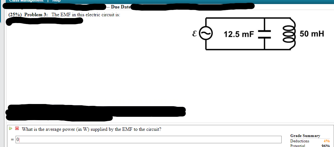 I пер Due Date (25%) Problem 3: The EMF in this | Chegg.com