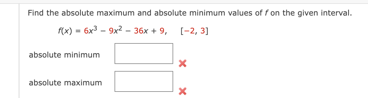 Solved Find The Absolute Maximum And Absolute Minimum Values