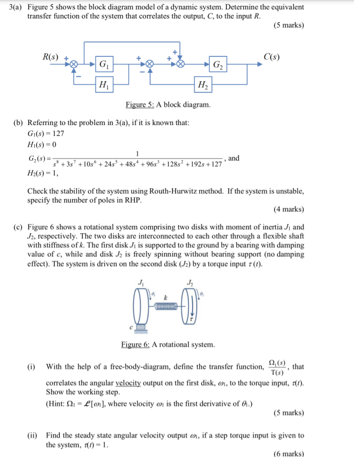 Solved 3(a) Figure 5 shows the block diagram model of a | Chegg.com