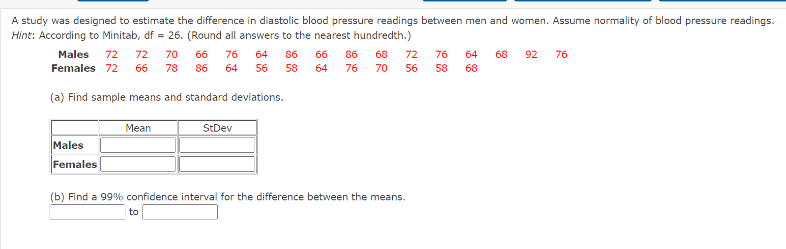 Solved study was designed to estimate the difference in | Chegg.com