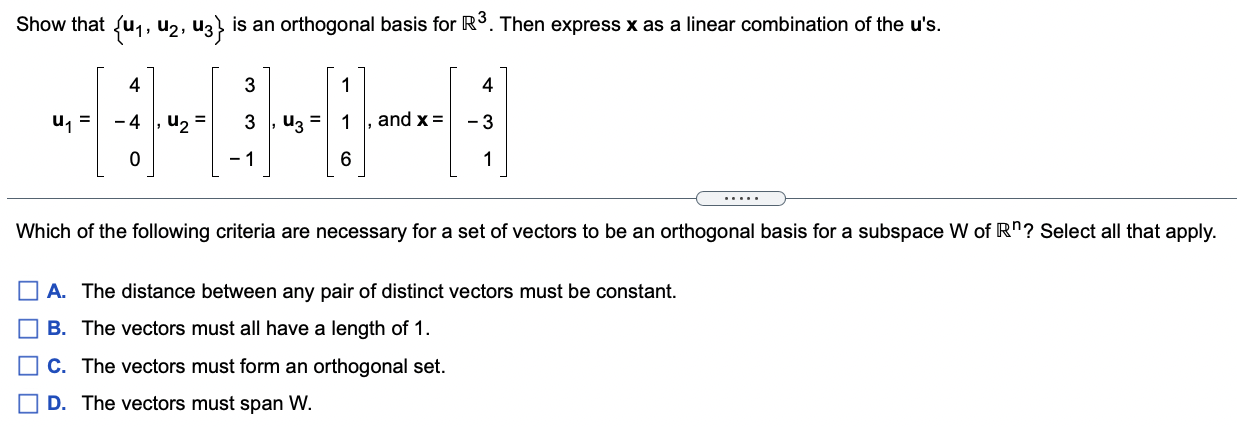 Solved Show That Uy U2 U3 Is An Orthogonal Basis For R3 7993