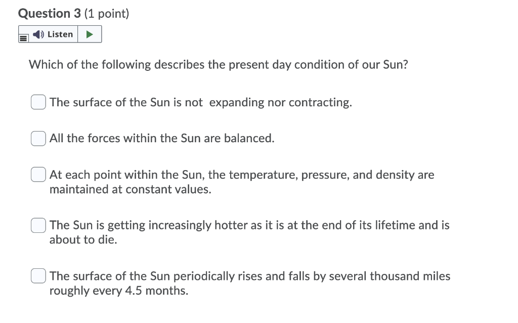 Solved Question 3 (1 point) Listen Which of the following | Chegg.com