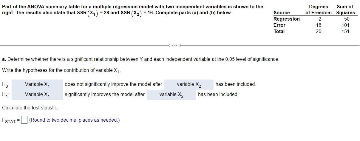 Solved Find the p-value Identify the value of SSR and the | Chegg.com