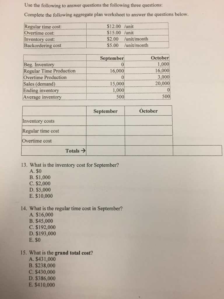 Solved Use the following to answer questions the following | Chegg.com