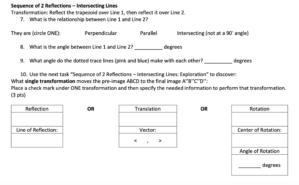 Solved Sequence Of 2 Reflections Intersecting Lines 5684