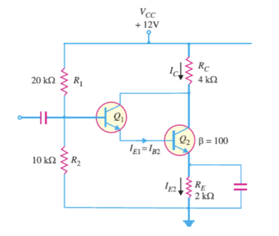 Solved 1. For the following Darlington Amplifier, determine
