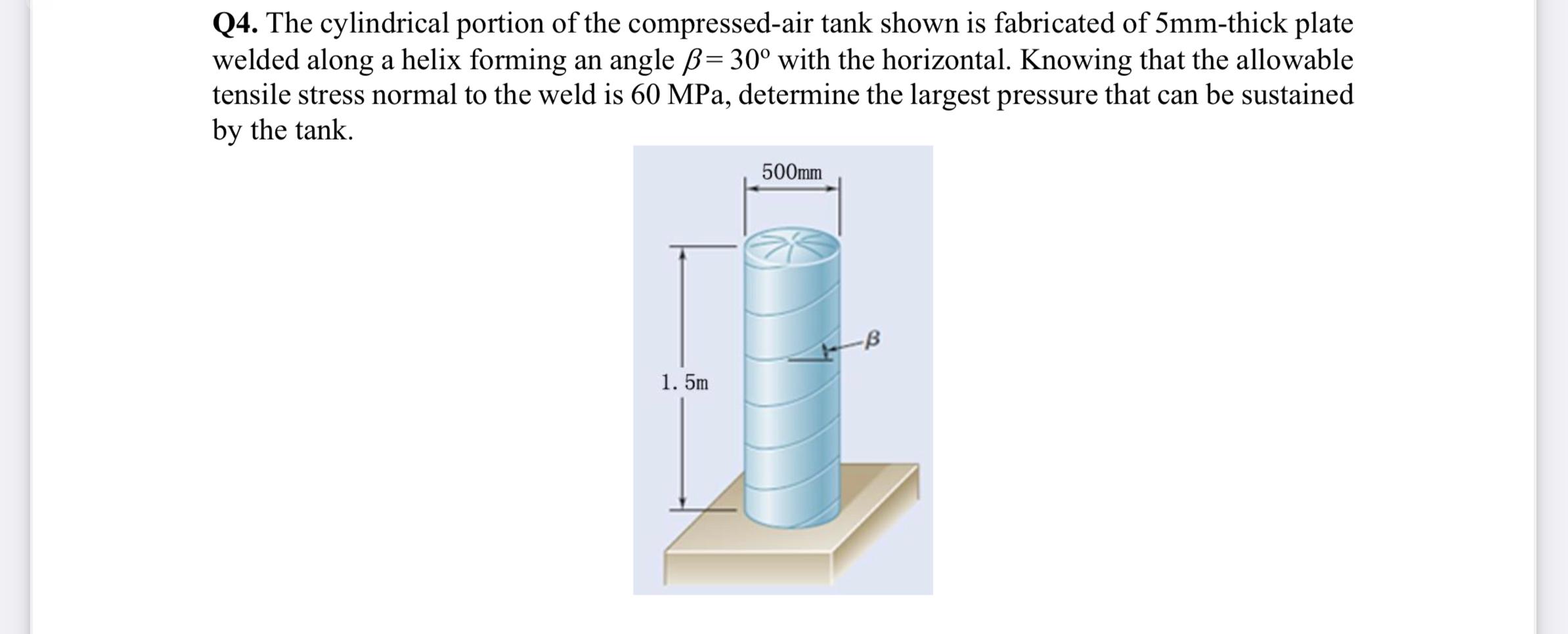 Solved Q4. The cylindrical portion of the compressedair