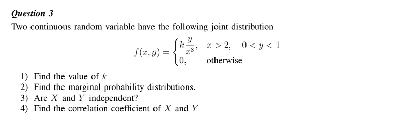 Solved Question 3 Two continuous random variable have the | Chegg.com