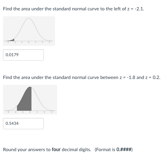 Solved Find The Area Under The Standard Normal Curve To The