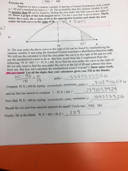 Solved YES NO Exercise #4: Suppose we have a random variable | Chegg.com
