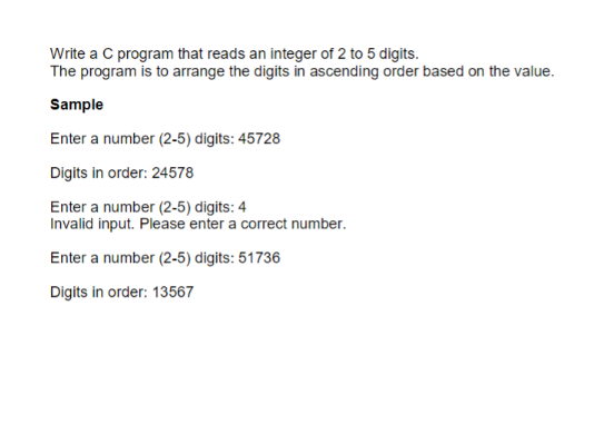 Solved Write a C program that reads an integer of 2 to 5 | Chegg.com