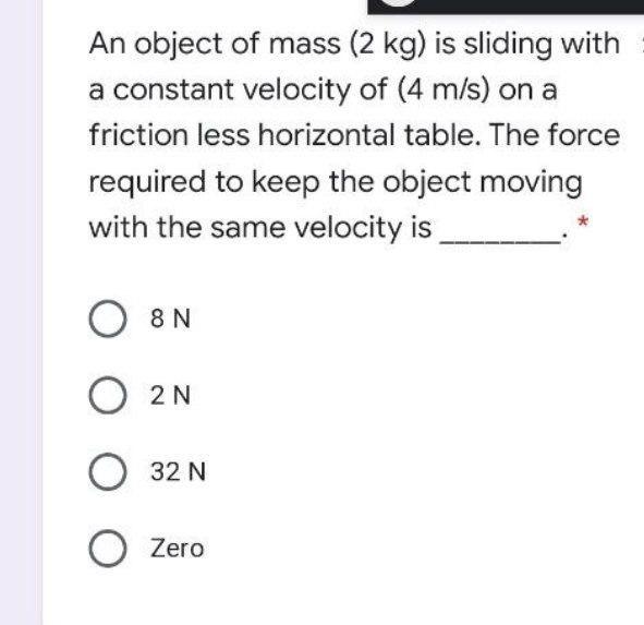 Solved An object of mass (2 kg) is sliding with a constant | Chegg.com