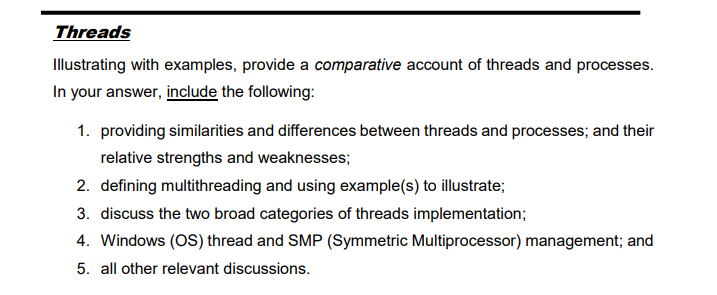 Solved Threads Illustrating with examples, provide a | Chegg.com