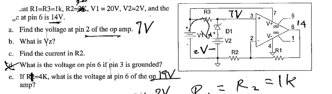 Solved Wat R1 R3 1k R2 X V1 v V2 2v And The O At Chegg Com