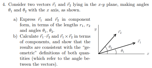 Solved Do Not Use A Calculator 4 Consider Two Vectors N Chegg Com