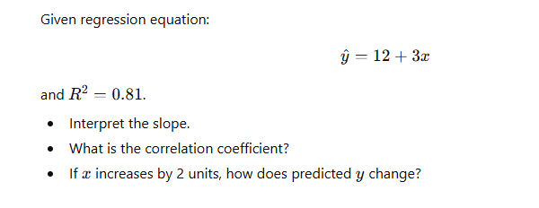 Top Hat Equation Math Solved Given regression equation:hat(y)=12+3xand | Chegg.com