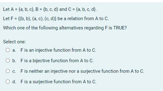 Solved Let A={a,b,c},B={b,c,d} And C={a,b,c,d}. Let | Chegg.com