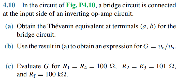 Solved Rf a Vo R1 R2 + + Us R3 R4 b Figure P4.10: Circuit | Chegg.com