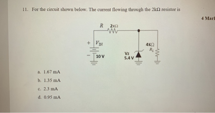 Solved 11. For the circuit shown below. The current flowing | Chegg.com