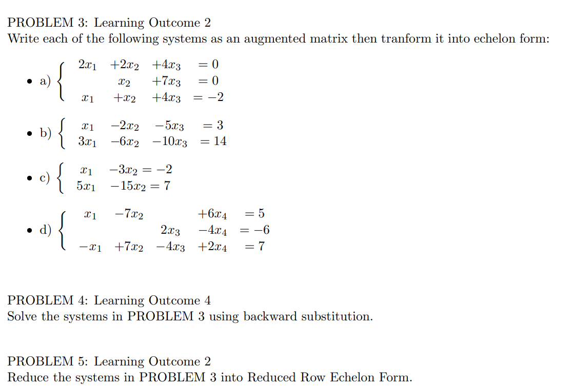 Solved PROBLEM 3: Learning Outcome 2 Write each of the | Chegg.com